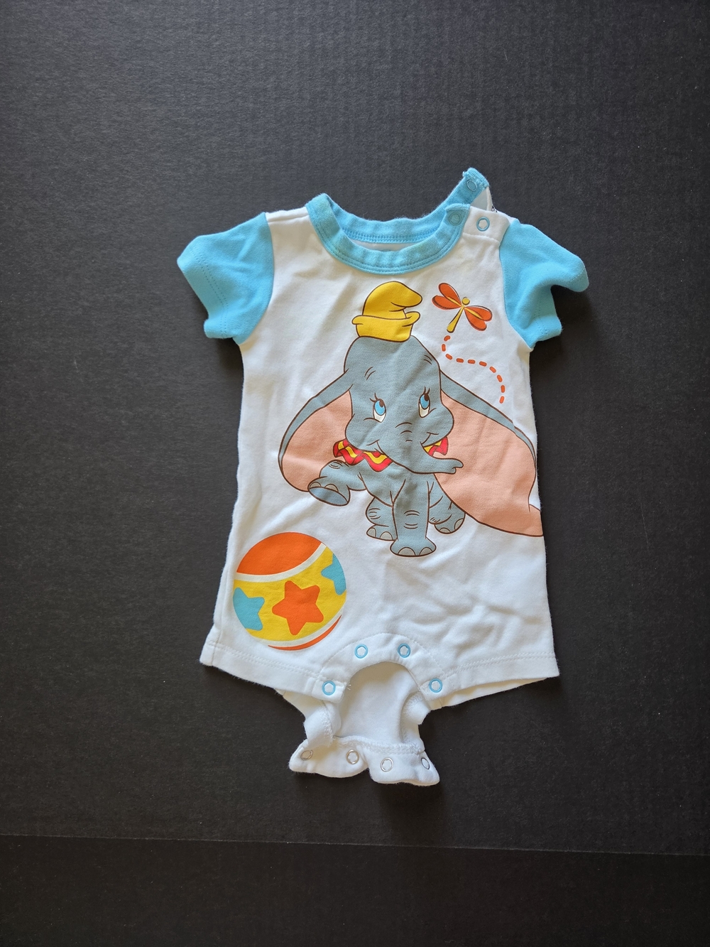Vintage Disney Store Dumbo Short Sleeve Baby Romper Bodysuit One-Piece